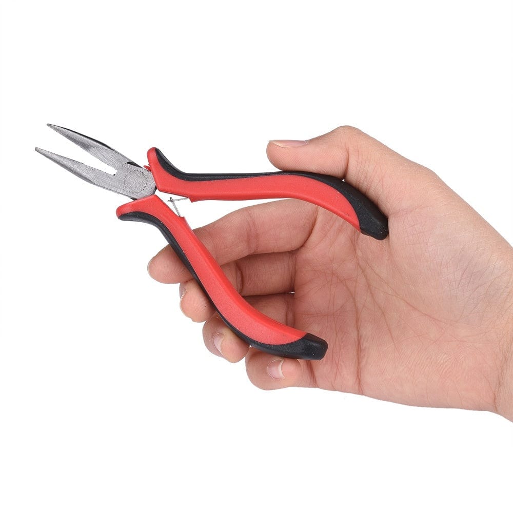 Smal - Næset Fladtang – Rustfrit Stål Med Rødt Greb - Uniq Perler - 113484
