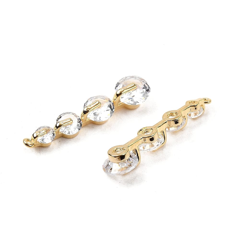 Smukke vedhæng med klare zirkonia sten. (28x7x5,5 mm) 2 stk. - Uniq Perler - 115491