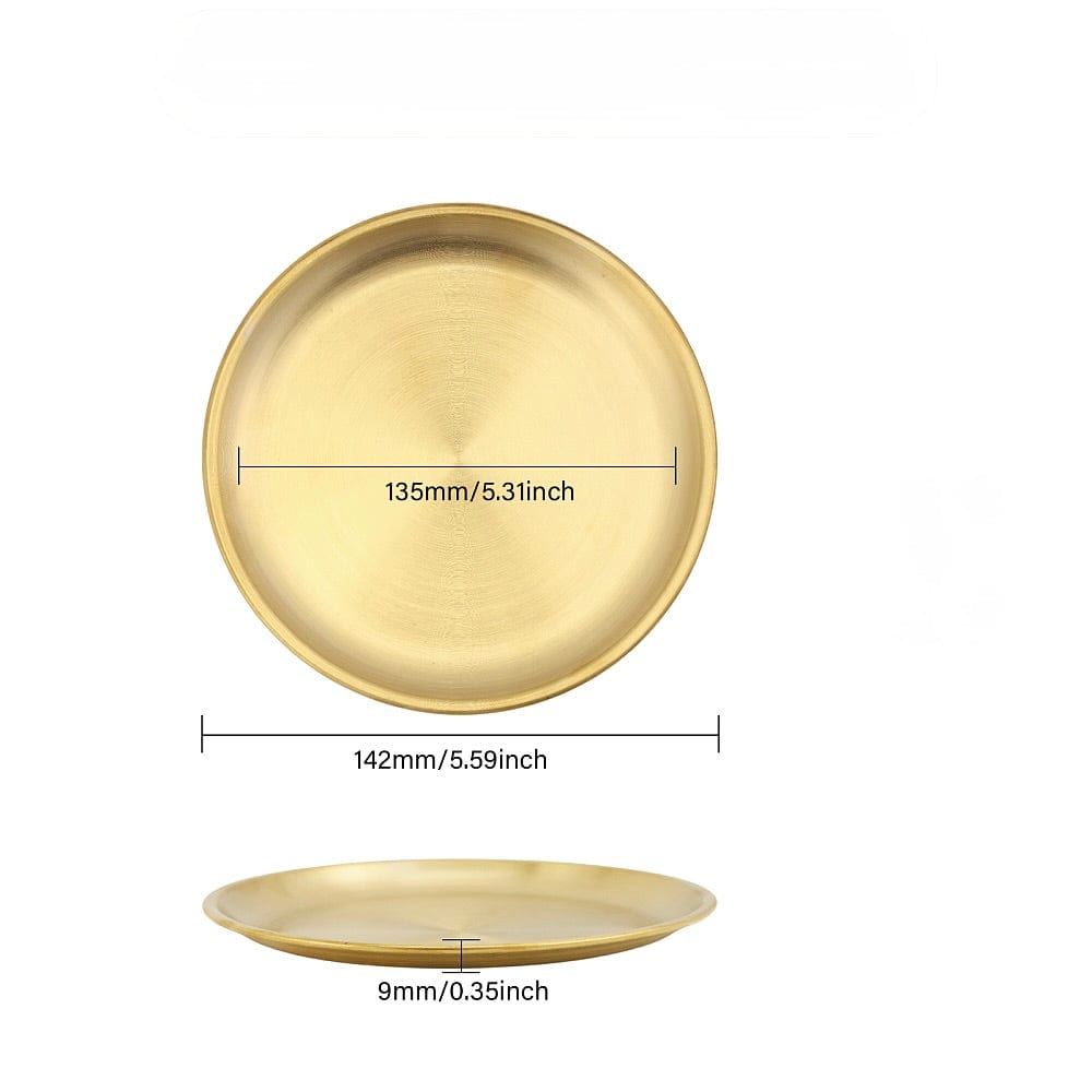 Smykkefad i Rustfrit Stål – Flad Rund, Forgyldt (142mm) - Uniq Perler - 116176