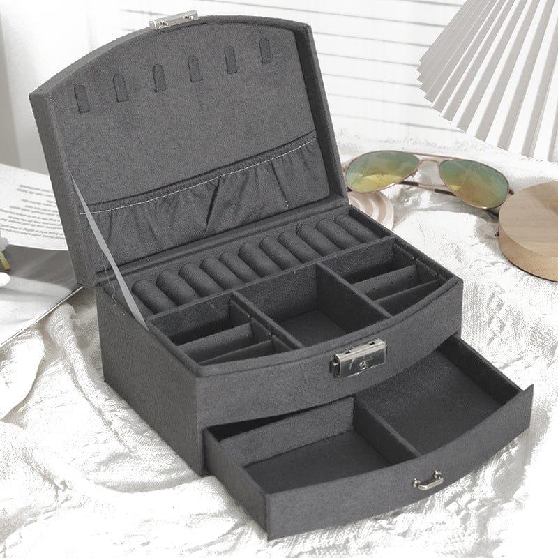 Smykkeskrin Med Håndtag – Grå (20x16x10cm) - Uniq Perler - 113793