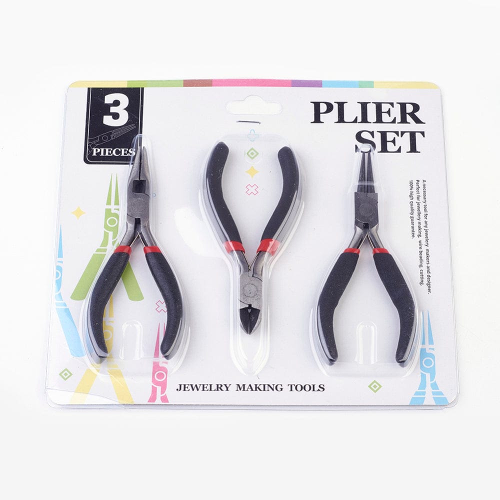 Smykkeværktøjssæt – Sidecutter, Fladtang Med Wirecutter & Rundtang, Sort/Gunmetal, (3 dele.) - Uniq Perler - 113848