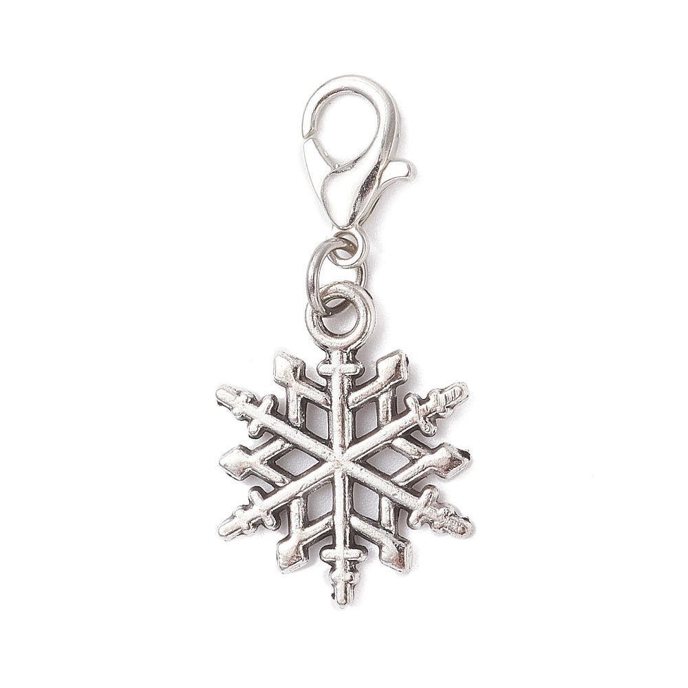 Snefnug Vedhæng med Karabinhage – Antik Sølv (9 stk) - Uniq Perler -