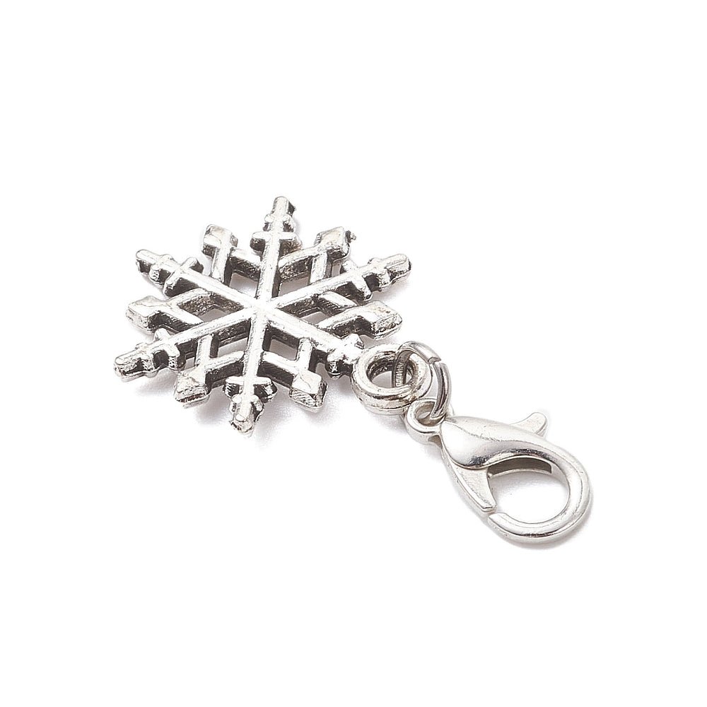 Snefnug Vedhæng med Karabinhage – Antik Sølv (9 stk) - Uniq Perler -