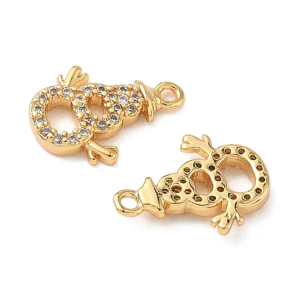 Snemand Vedhæng - 18K Forgyldt med Zirkonia (13.5x10x2mm) 2 stk - Uniq Perler -