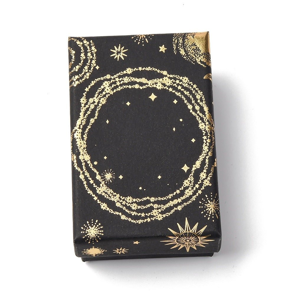 Sol Måne Stjerne Gaveæske – Rektangulær, Sort (8x5x3cm) 6 stk - Uniq Perler -