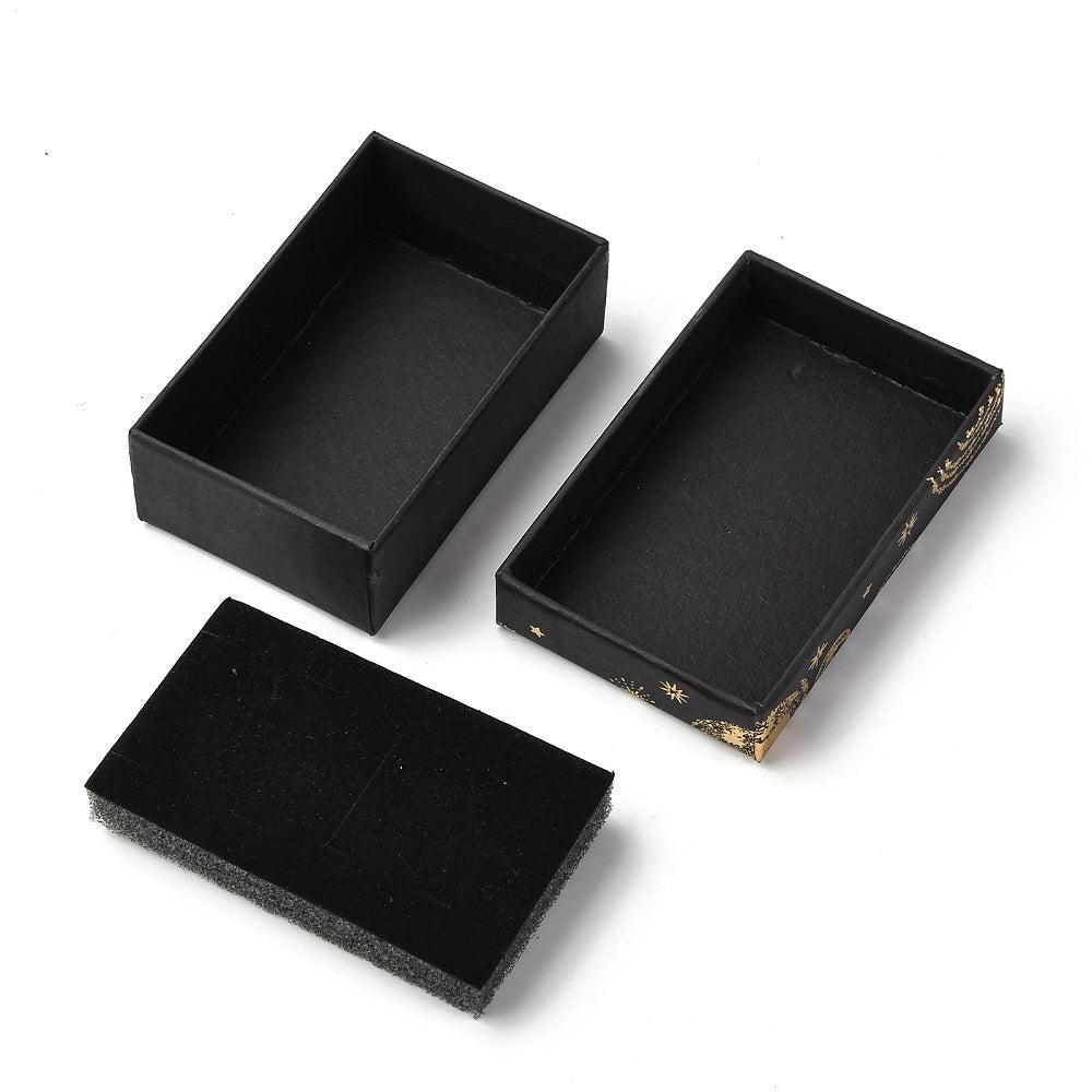 Sol Måne Stjerne Gaveæske – Rektangulær, Sort (8x5x3cm) 6 stk - Uniq Perler -