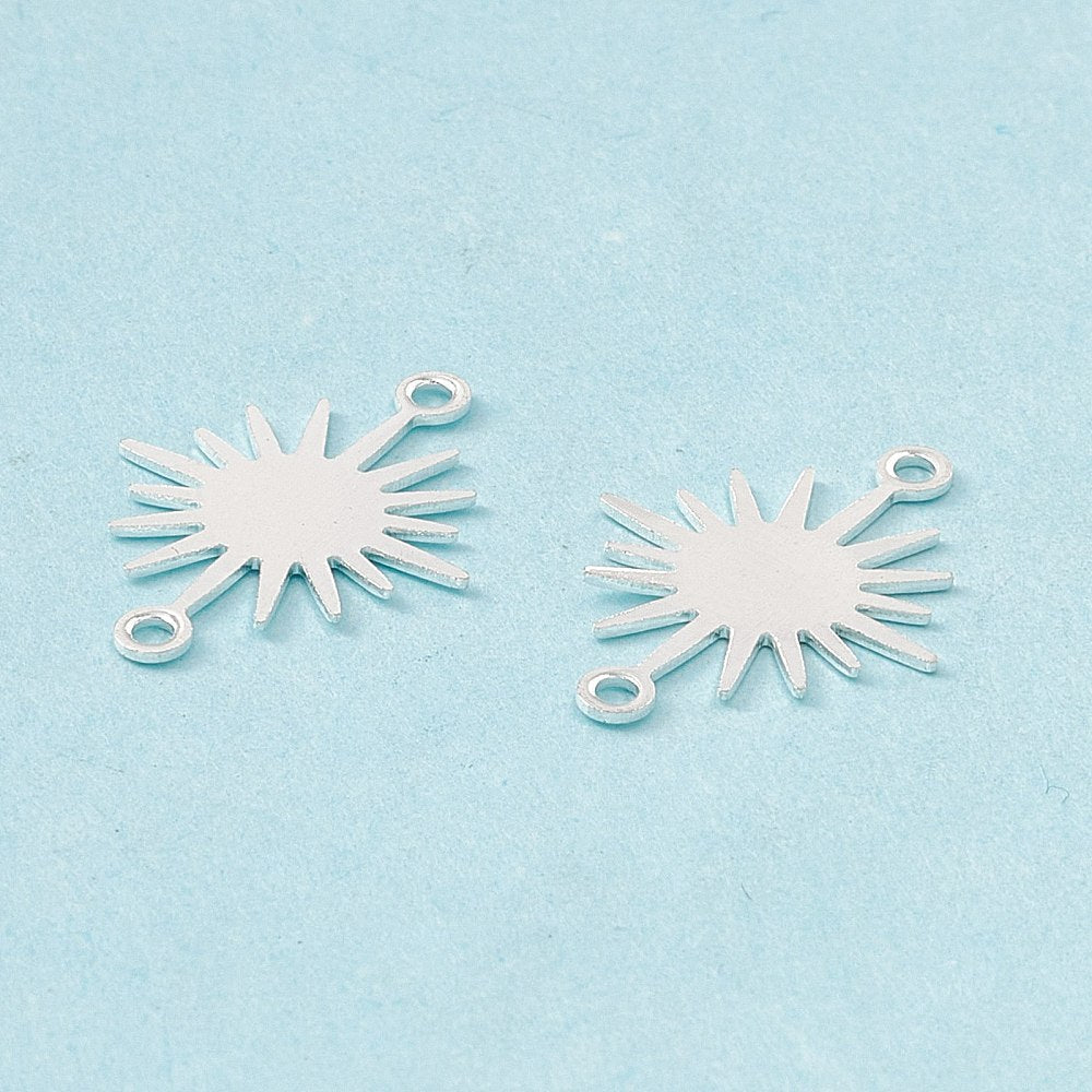 Sol mellemled – 925 sterling sølv belagt (17,5mm) 6 stk. - Uniq Perler - 117087