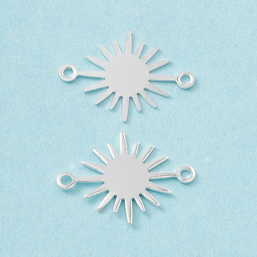 Sol mellemled – 925 sterling sølv belagt (17,5mm) 6 stk. - Uniq Perler - 117087