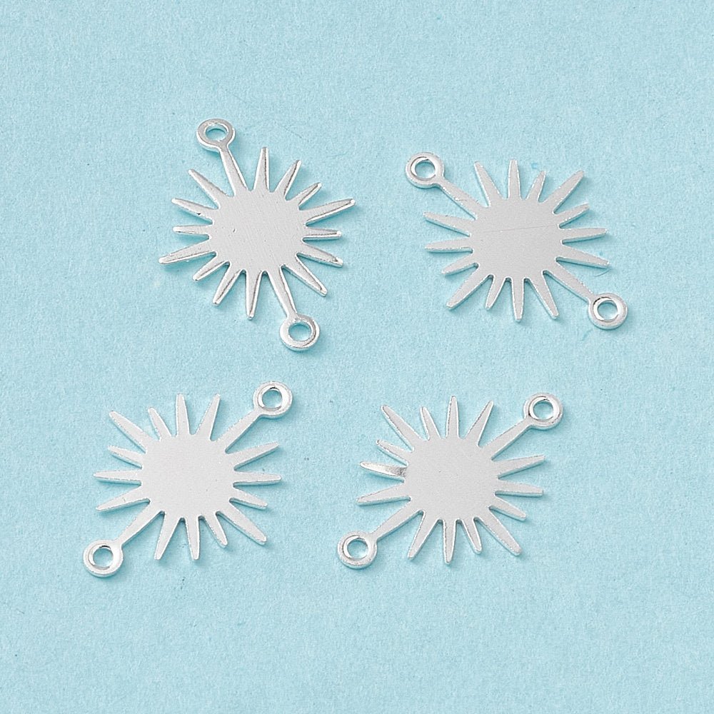 Sol mellemled – 925 sterling sølv belagt (17,5mm) 6 stk. - Uniq Perler - 117087