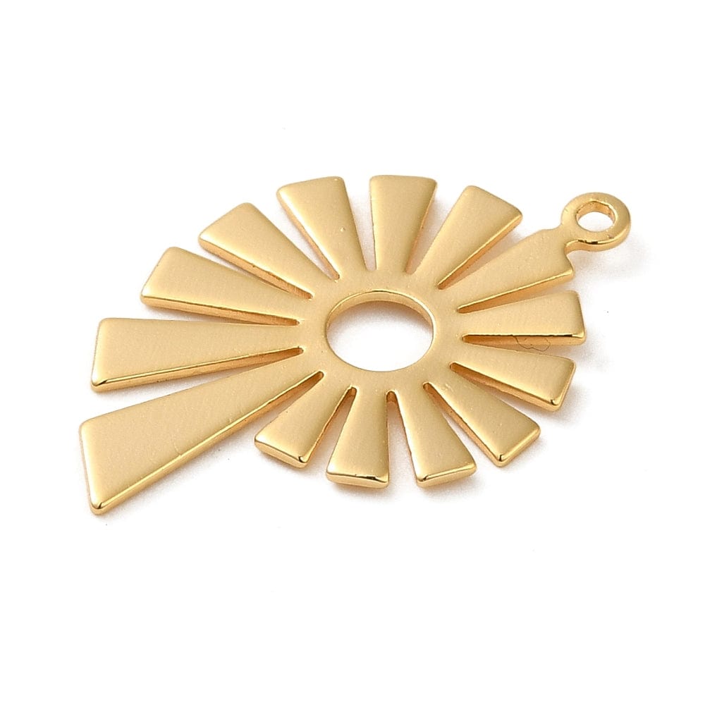 Sun Pendant, 18K Gold-plated, 25x16mm - Uniq Perler - 112739