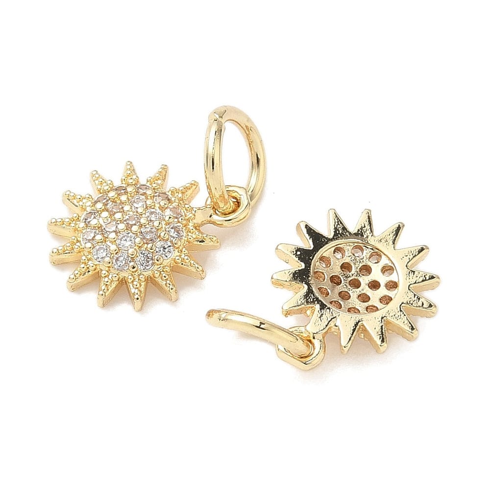 Sol Vedhæng Med Zirkonia - Langtidsholdbar Forgyldt (10,5x9,5mm) - Uniq Perler - 115466