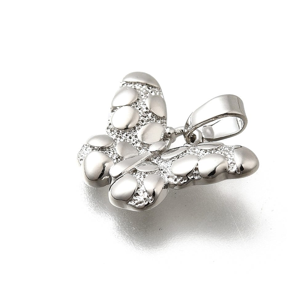 Sommerfugle Vedhæng, Langtidsholdbar Platin Belagt, 12x17,5mm - Uniq Perler - 114522