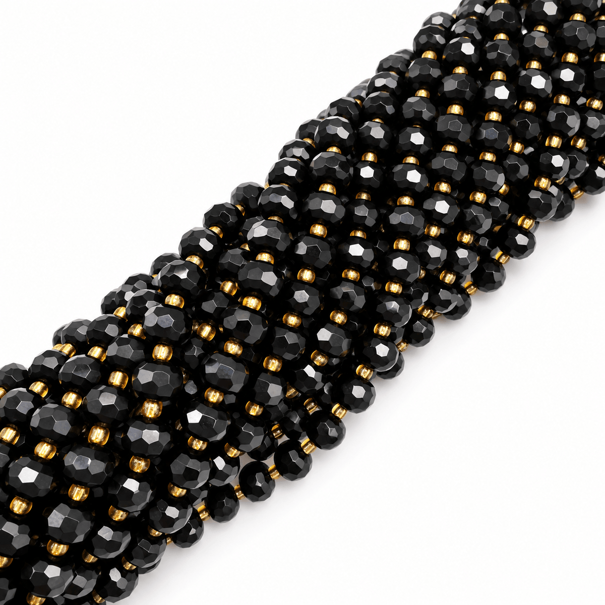 Sort Onyx Perler – Facetteret Rondel (8x6-6,5mm) - Uniq Perler - 125568