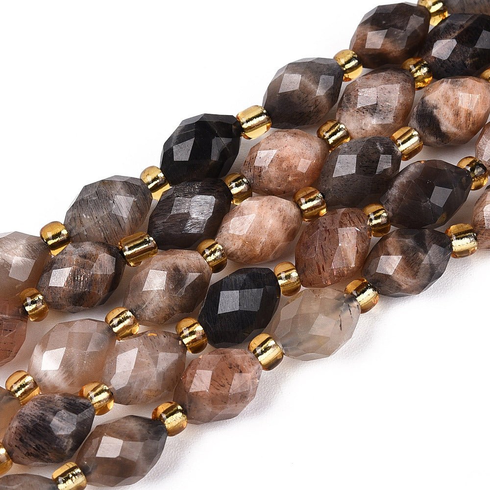 Svarte Solstein Perler – Fasettert Oval (8–9mm) - Uniq Perler - 117288