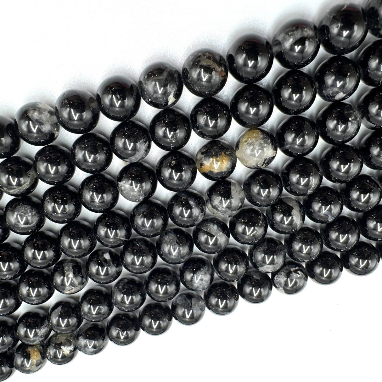 Sort Turmalin Perler – Runde (10mm) - Uniq Perler - 125557