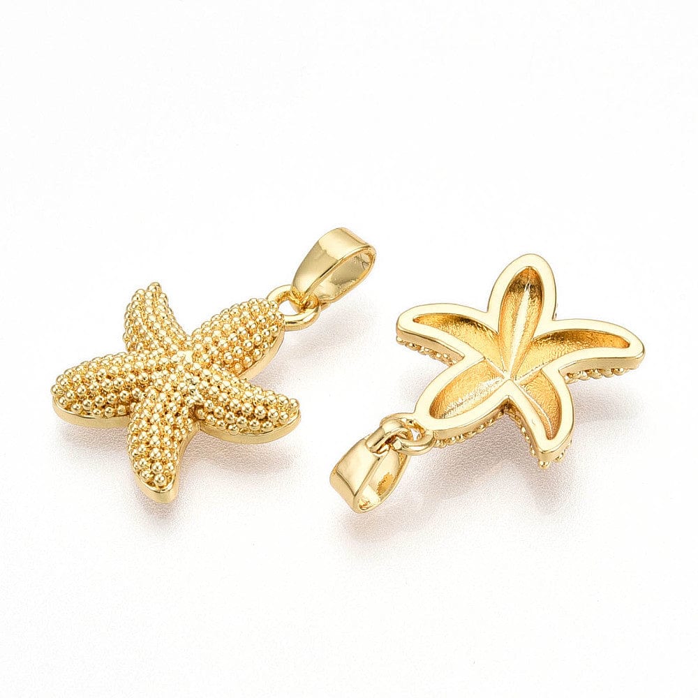 Søstjerne Vedhæng, 18K Forgyldt, 16,5x14mm - Uniq Perler - 391845