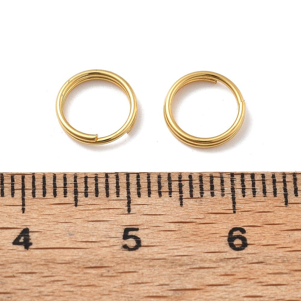 Splitringe i Vandfast Stål – 18K Forgyldt (8mm 10 stk) - Uniq Perler - 116027