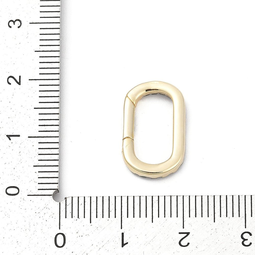 Spring Gate Låse Med Zirkonia – 18K Langtidsholdbar Forgyldt Messing (16,5x10,5x2,5mm) 1 stk. - Uniq Perler - 123896