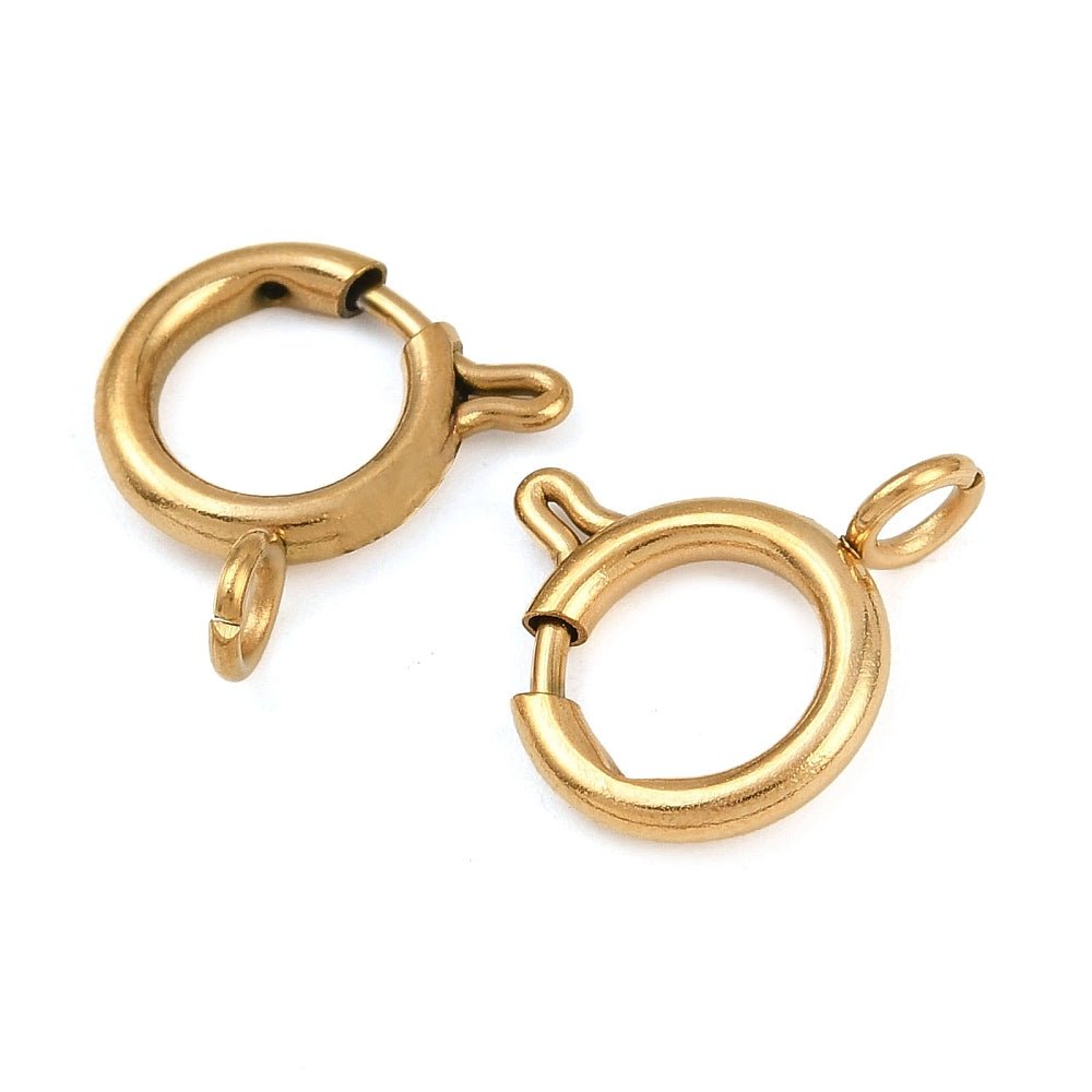 Springring Lås i Forgyldt Stål – Vandfast (12mm) - Uniq Perler -