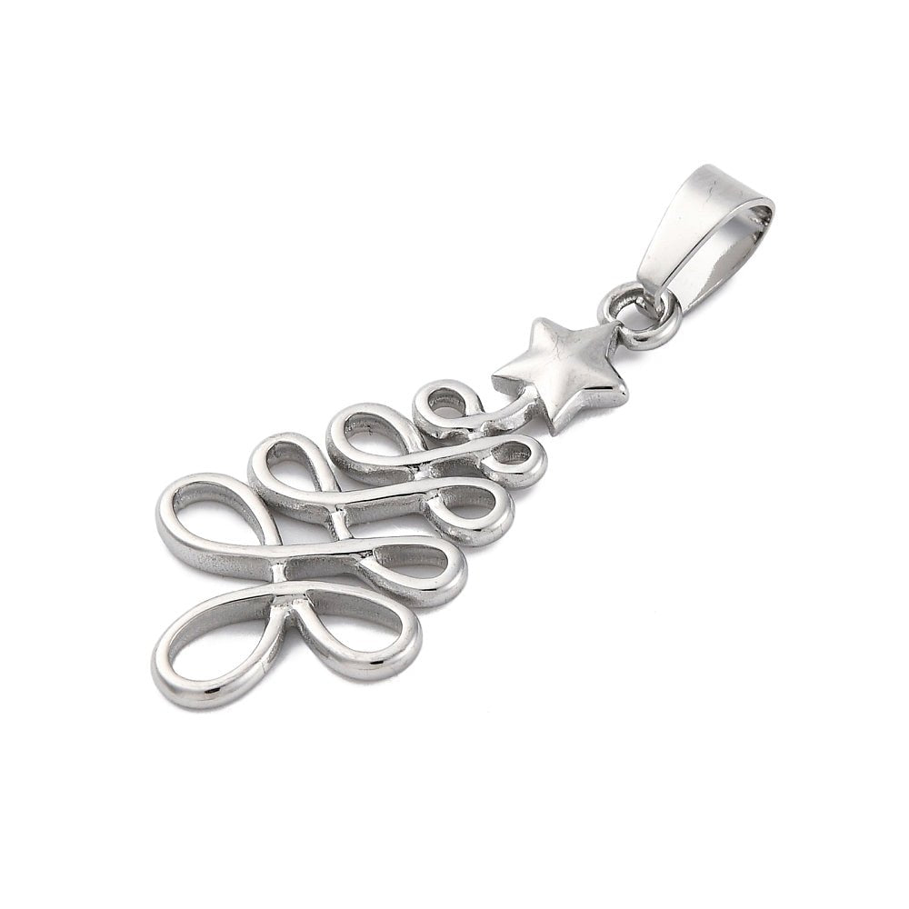 Stål Vedhæng – Juletræ med Stjerne, Vandfast (33x16mm) - Uniq Perler -