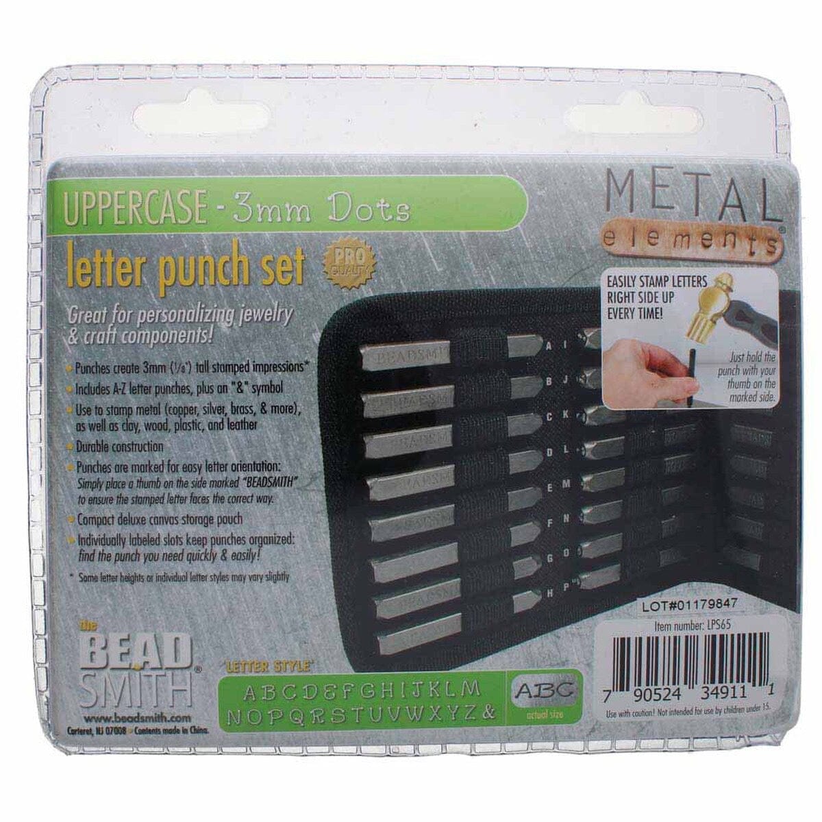 Stempel Sæt Med 27 Bogstaver – Stål, (3mm) - Uniq Perler - 221931