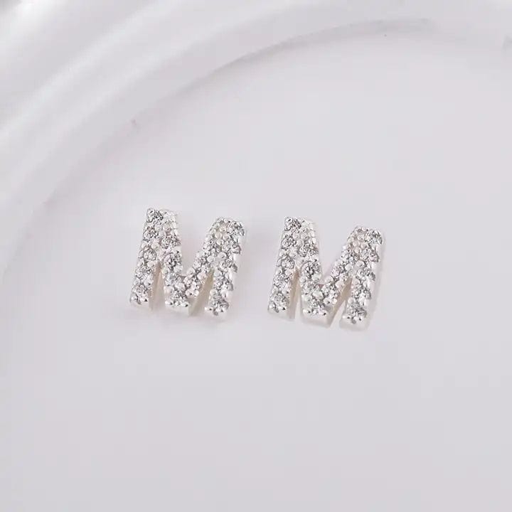 Sterling Sølv 925 Bogstav Ørestikkere - Uniq Perler - 1111490086