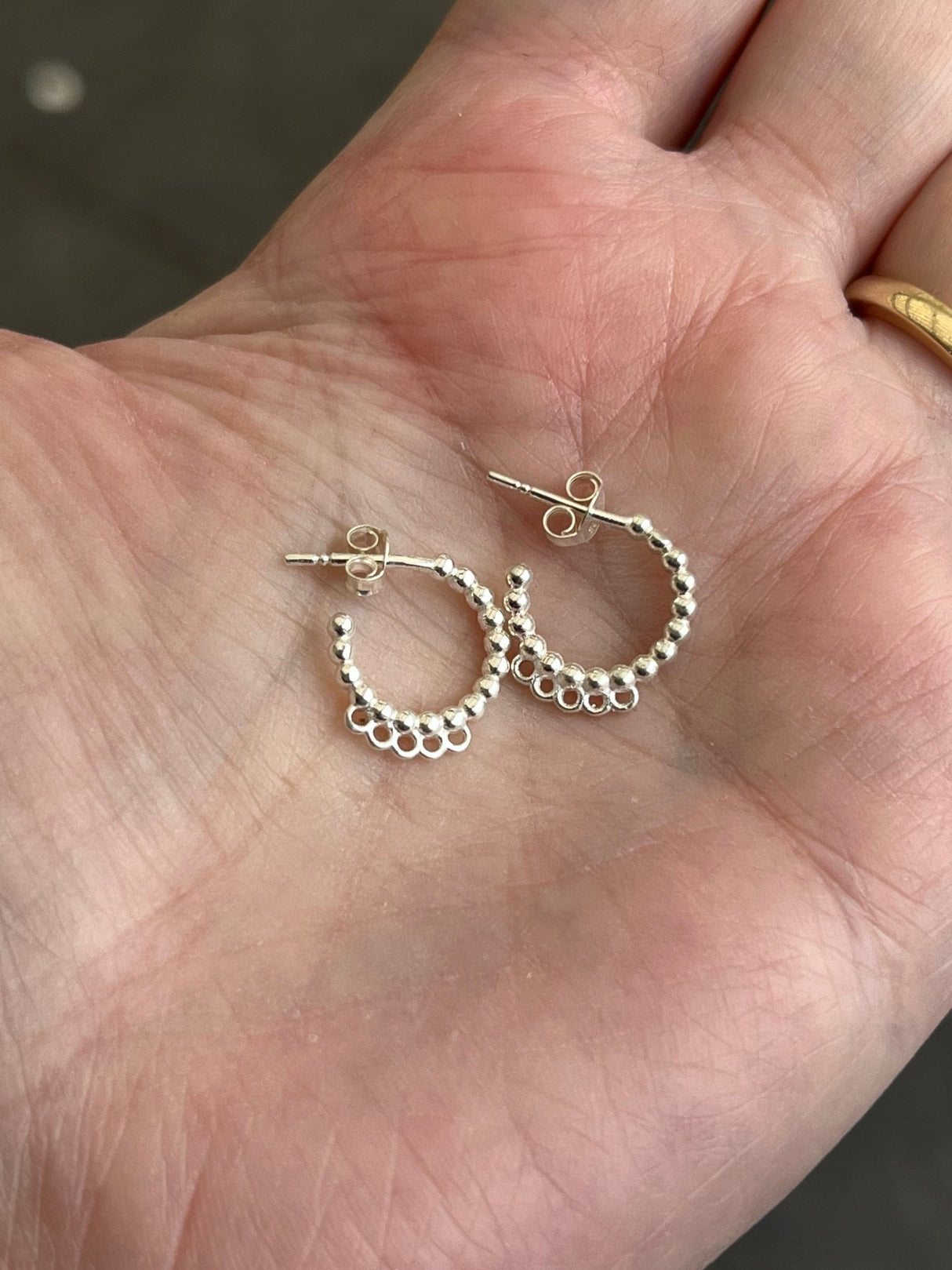 Sterling Sølv 925 Creoler - Med 5 Øjne (13mm) - Uniq Perler - 997766