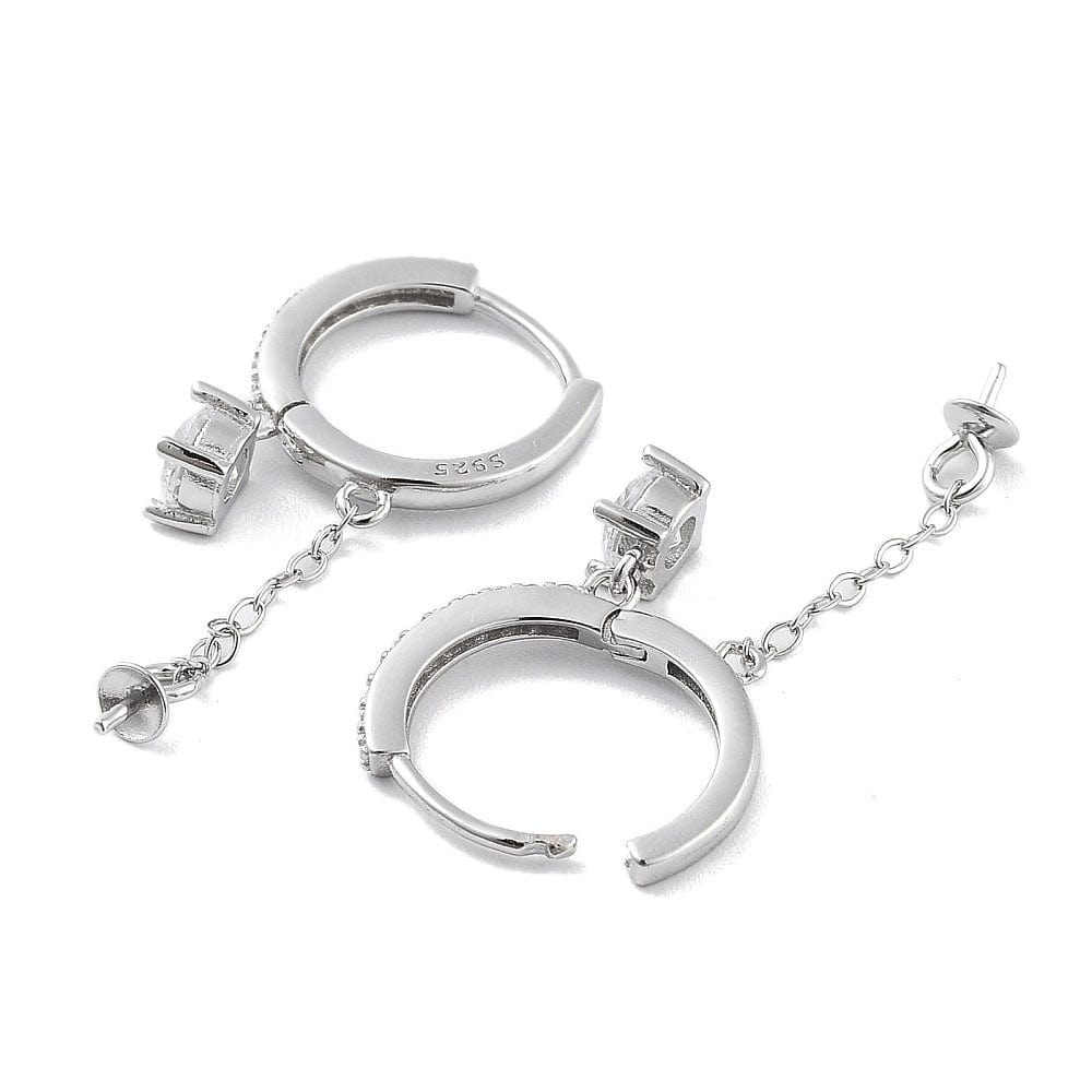 Sterling Sølv 925 Creoler Med Klare Zirkonia Sten – Til Topboret Perle (13mm) - Uniq Perler - 113243