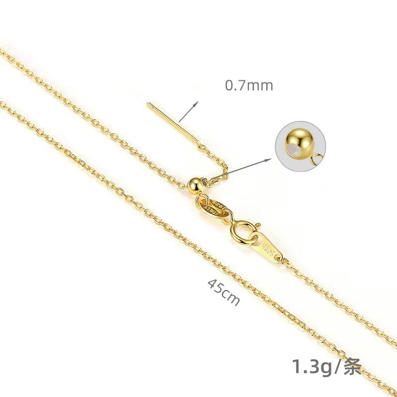 Sterling Sølv 925 Halskæde – Forgyldt, Regulerbar (45cm) - Uniq Perler - 123234