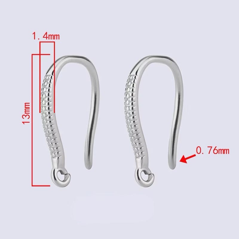 Sterling Sølv 925 Ørekroge Med Mønster, (13mm) - Uniq Perler - 114410