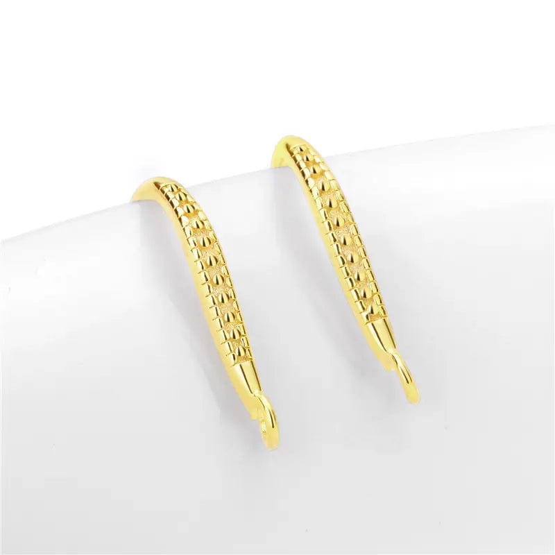 Sterling Sølv 925 Ørekroge Med Mønster, Forgyldt, (16mm) - Uniq Perler - 7534678