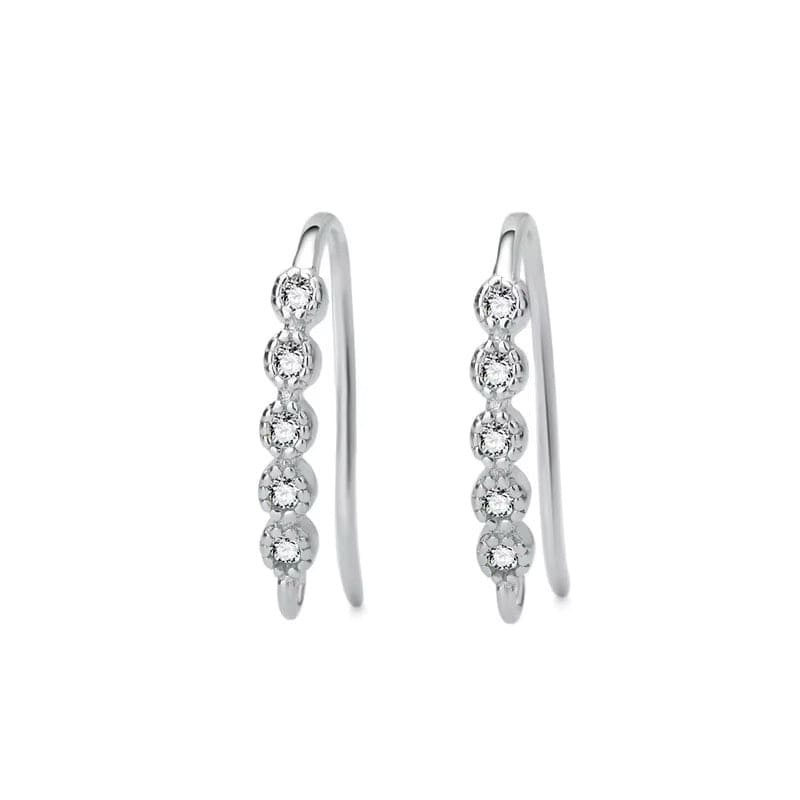 Sterling Sølv 925 Ørekroge Med Zirkonia Sten,( 15mm) - Uniq Perler - 114412