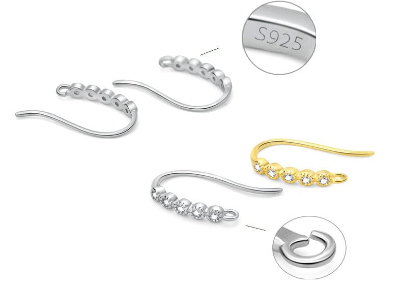 Sterling Sølv 925 Ørekroge Med Zirkonia Sten, Forgyldt,( 15mm) - Uniq Perler - 8654567