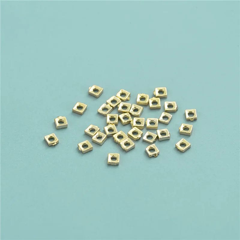 Sterling Sølv 925 Perler, Forgyldt, Flade, Kantet, 2,5mm, 10 Stk - Uniq Perler - 2456777