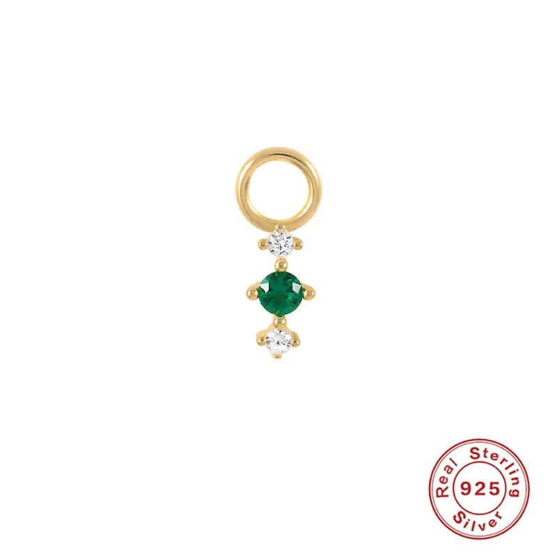 Sterling Sølv 925 Vedhæng Med Klare Og Grøn Zirkonia Sten, Forgyldt - Uniq Perler - 111821, 0099888
