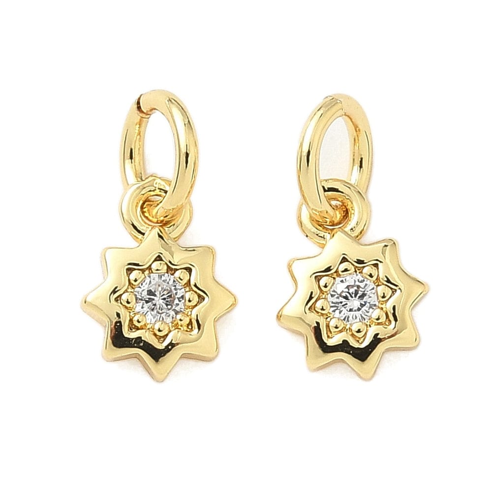 Stjerne Vedhæng Med Zirkonia – 18K Langtidsholdbar Forgyldt (8x6mm) 2 stk - Uniq Perler - 115708