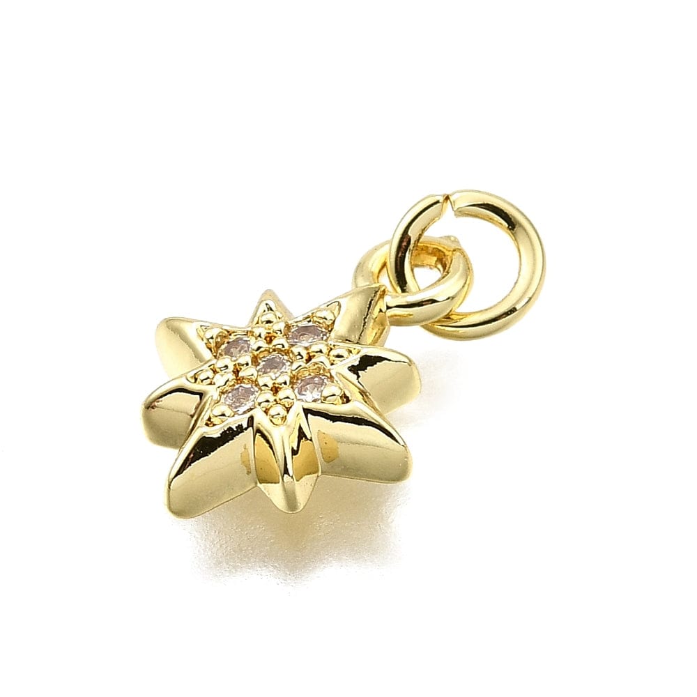 Stjerne Vedhæng Med Zirkonia Sten, Langtidsholdbar Forgyldt, 14x11mm - Uniq Perler - 563402