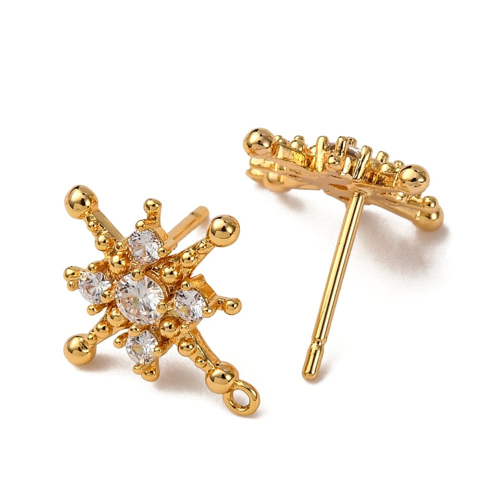 Stjerneformede Ørestikkere Med Zirkonia Sten - 18K Forgyldt (16x14mm) - Uniq Perler - 115676