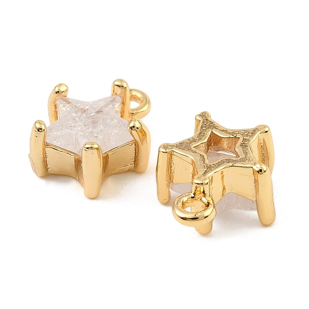 Stjerneformet vedhæng med Zirkonia sten (7,5x9,5x4,5mm) - Uniq Perler -