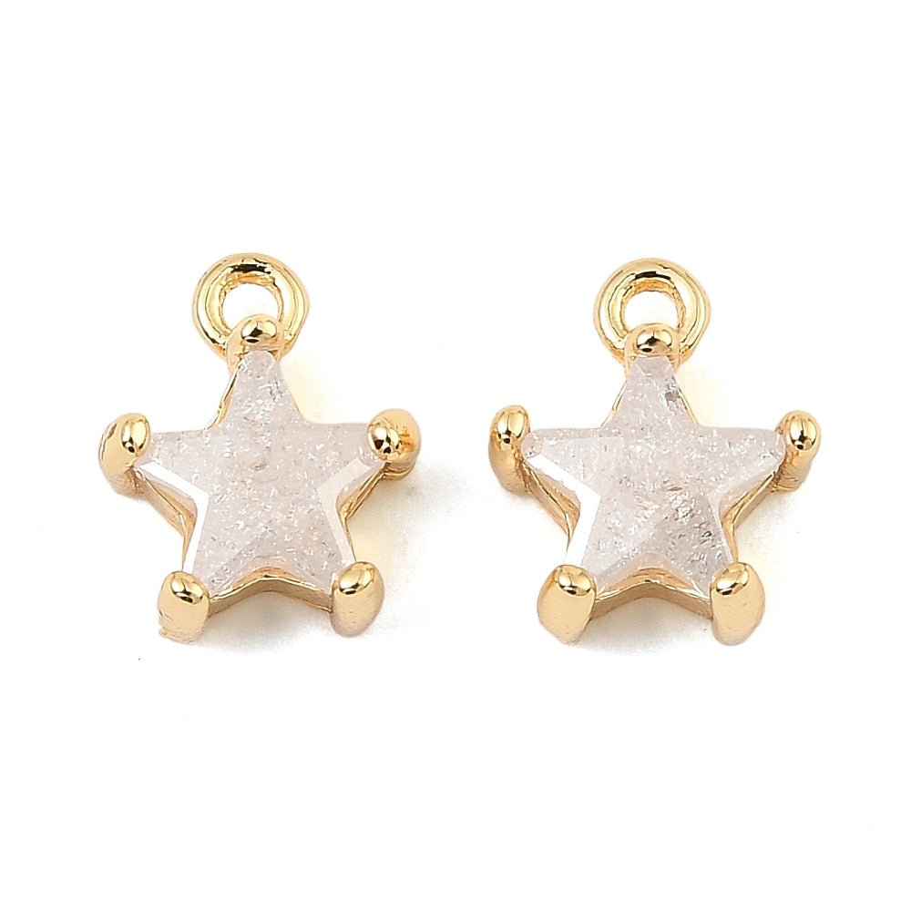 Stjerneformet vedhæng med Zirkonia sten (7,5x9,5x4,5mm) - Uniq Perler -