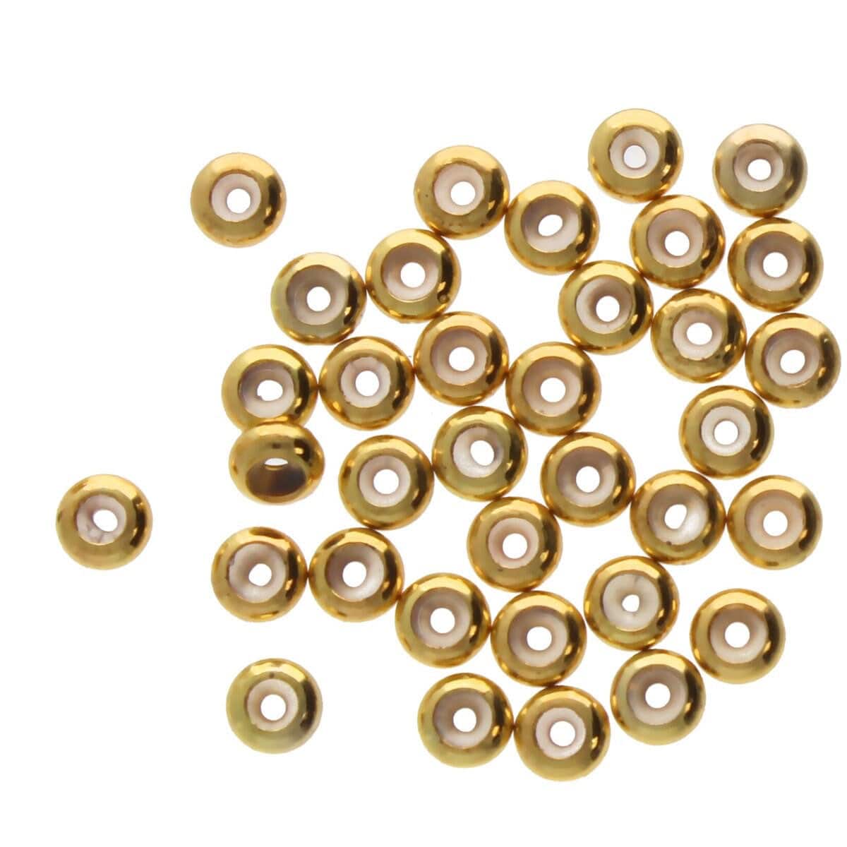 Stopper Perler – Forgyldt Messing (4x2mm, 6 Stk) - Uniq Perler - 701478