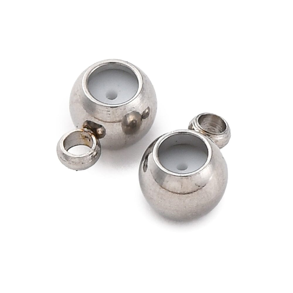 Stopper Perler Med Øje – Stål (5x4x3mm, 4 Stk) - Uniq Perler - 114791
