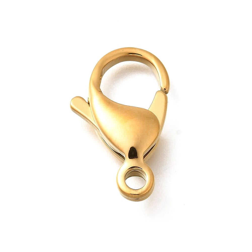 Stor Karabin Lås – Forgyldt Stål (23x14x6mm) - Uniq Perler - 115107