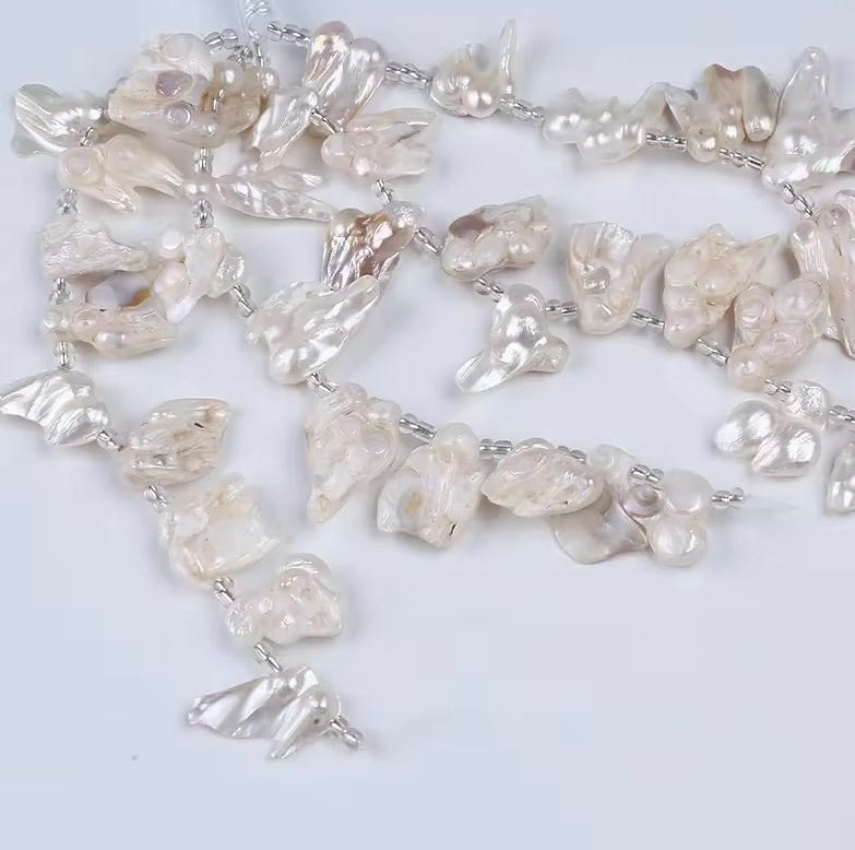 Store Keshi Barok Ferskvandsperler - Naturlig Hvid (15 - 34mm) - Uniq Perler - 111688