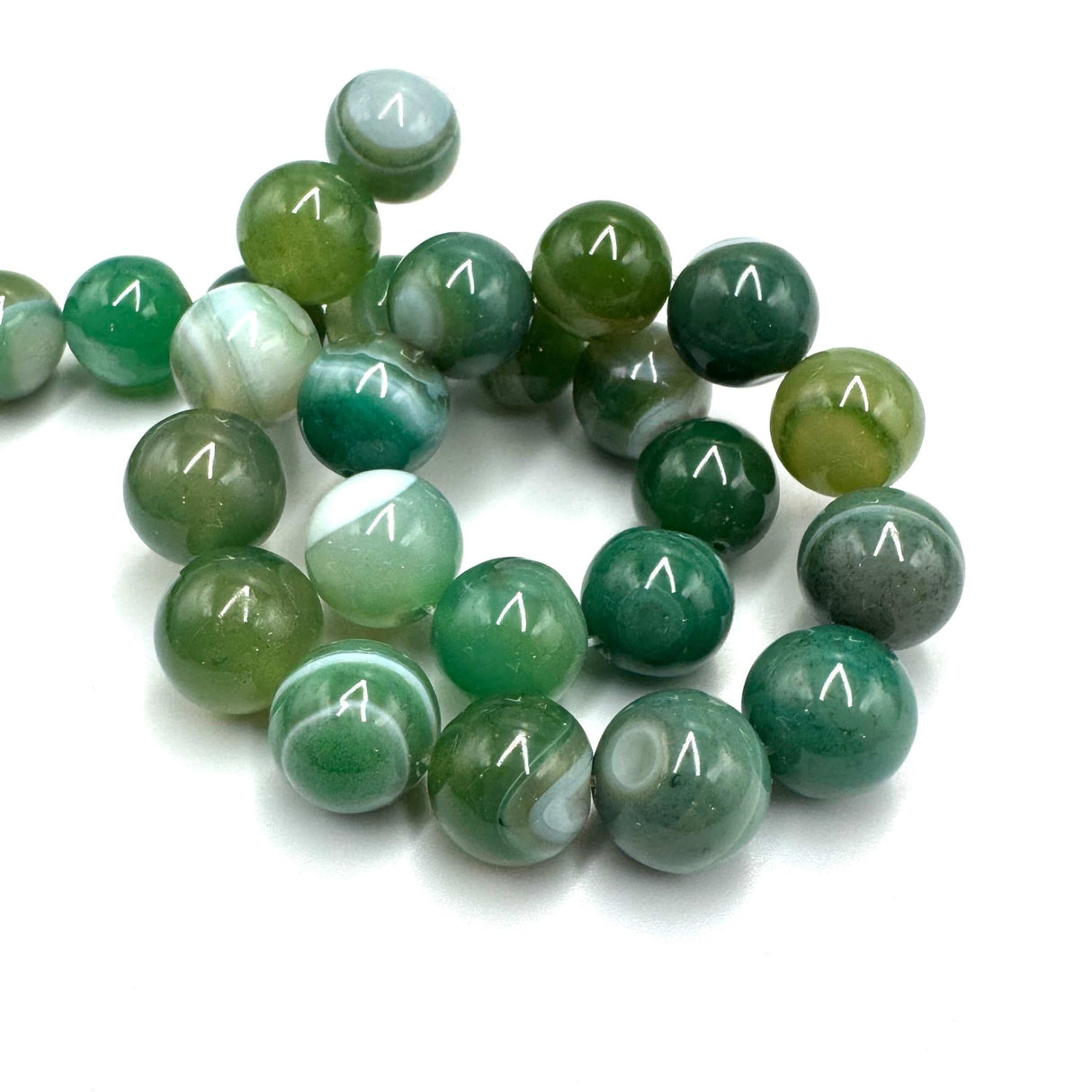 Stribe Agat – Grøn (14mm) - Uniq Perler - 645845