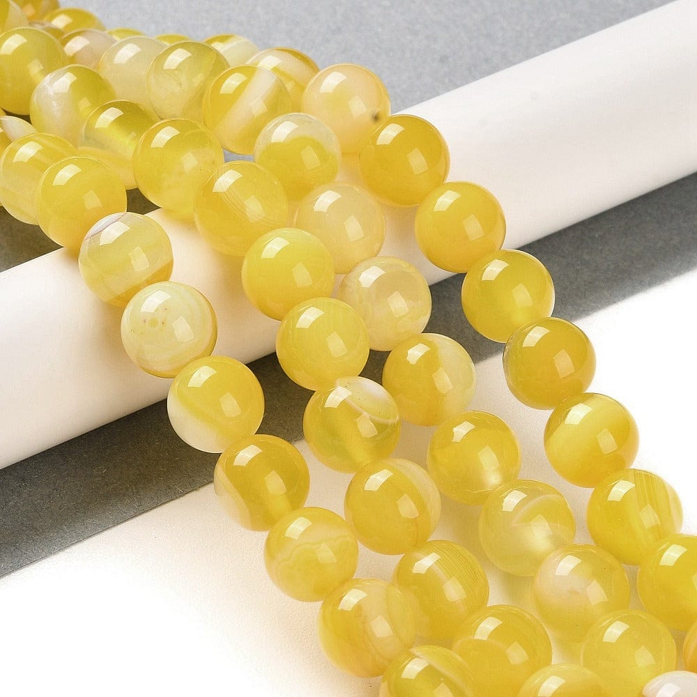 Stribe Agat – Rund, Gul (10mm) - Uniq Perler - 115230