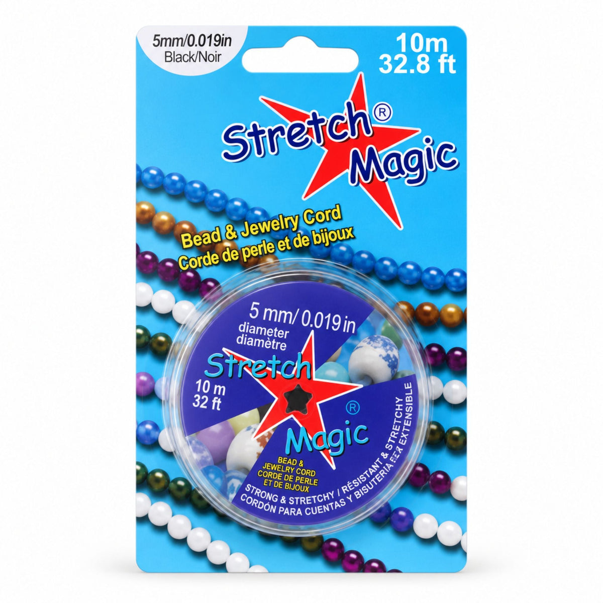 Super Stærk Elastiksnor - Sort (0,5mm) 10 Meter - Uniq Perler - 113513