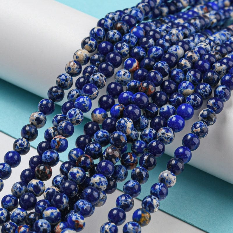 Syntetisk Imperial Jaspis, Blå, 4mm - Uniq Perler - 112874