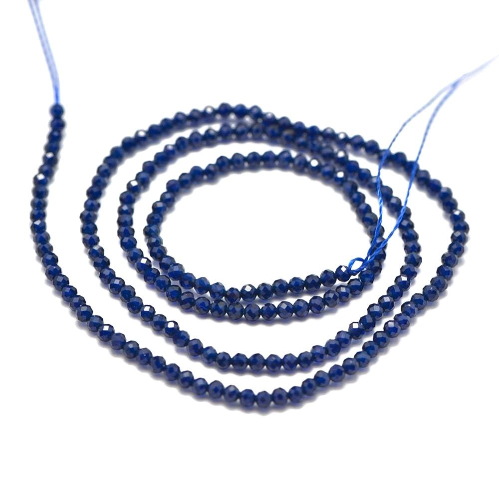 Syntetiske Ædelstensperler – Imitation Safir, Facetteret Rund (2mm, Streng) - Uniq Perler -