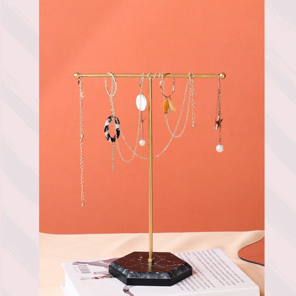 T - Formet Display Til Kæder Og Armbånd – Forgyldt (10x18,5x26cm) - Uniq Perler - 596842